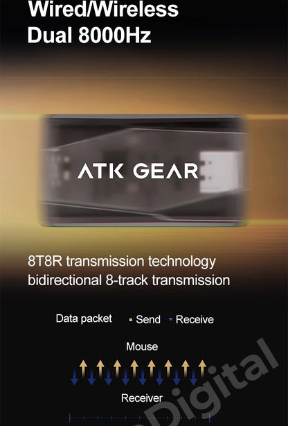 ATK Dragonfly A9 Ultimate vezeték nélküli gaming egér A9 Air PAW3950, ultrakönnyű ergonomikus e-sport gamer FPS egér CSGO-hoz A9 Ultra