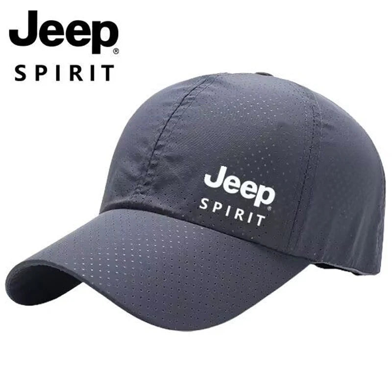 JEEP Spirit Quick drying Sports Hat Men's and Women's Duck billed Hat Spring/Summer Baseball Hat Breathable Sunscreen Hat