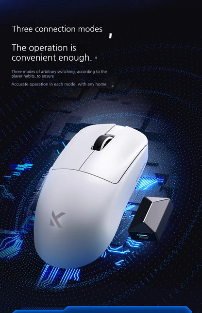 MCHOSE L7 Ultra+ średnio-duża mysz gamingowa do e-sportu z sensorem Paw3950, bezprzewodowa, trzy tryby, lekka mysz biurowa Dual-Drive do komputera