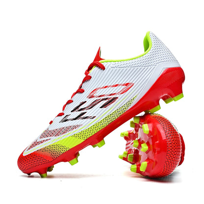 Chaussures de football respirantes pour hommes, chaussures de sport antidérapantes à longues crampons FG/AG pour l'extérieur et l'intérieur, un incontournable pour les fans