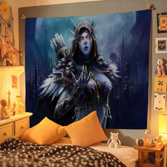 Steag decorativ colorat de perete Game World of Warcraft, banner boem de perete, mandala pentru decor artistic interior