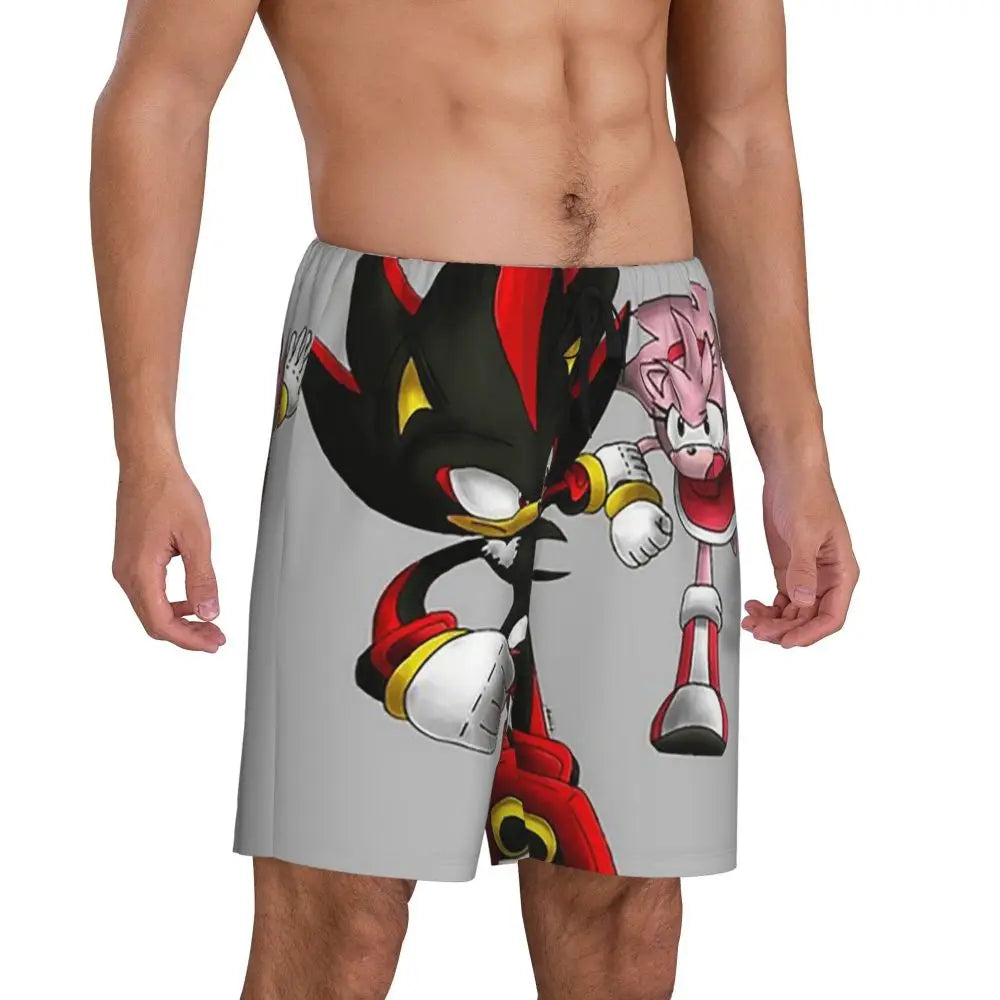 Custom Shadow The Hedgehog Sonic Poster Short Pajama Pants Men Sleepwear Sleep Lounge Bottom Shorts Sleeping Pants