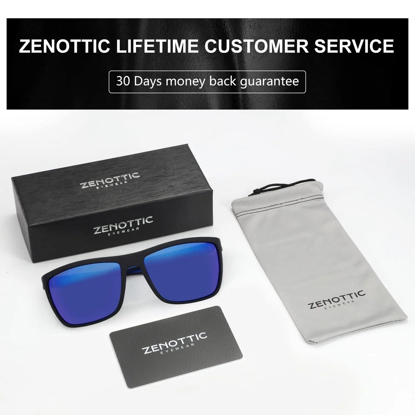 ZENOTTIC Polarized Sunglasses for Men Shades Lightweight TR90 Frame UV400 Protection Square Outdoor Trave Driving Sun Glasses