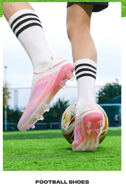 Men Football Boots Futsal Ultralight Soccer Shoes Training TF Match Long Spikes Breathable Indoor Sneakers Cleats Drop Shipping