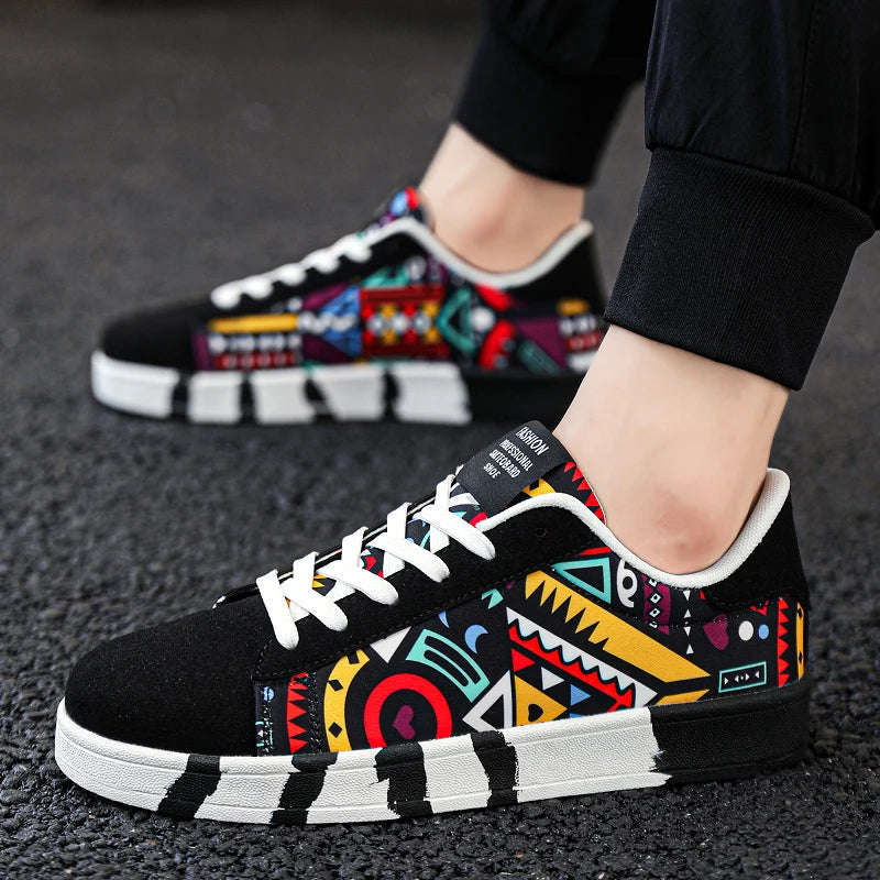 YRZL skateboard-sko til mænd, sneakers i kanvas, afslappede og åndbare gåsko, lette flade sko til mænd, trendy streetwear-sportssko
