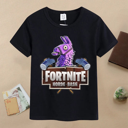 Summer Fortnites Children T-shirt Cartoon Game Figure Printed T-shirt Boys Casual Sports T-shirt Short Sleeves Kids Clothing