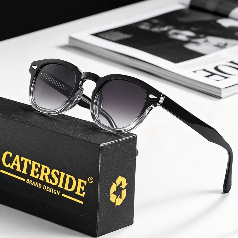 CATERSIDE Retro Round Men Sunglasses Punk Propionic Acid Pin Temple Luxury Sun Glasses Women Sports Leisure Party Eyewear UV400
