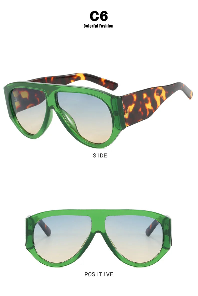 Oversized Pilot Sunglasses Women Fashion 2026 Luxury Big Frame One Piece Gradient Sunglasses Retro Classic Thick Shades