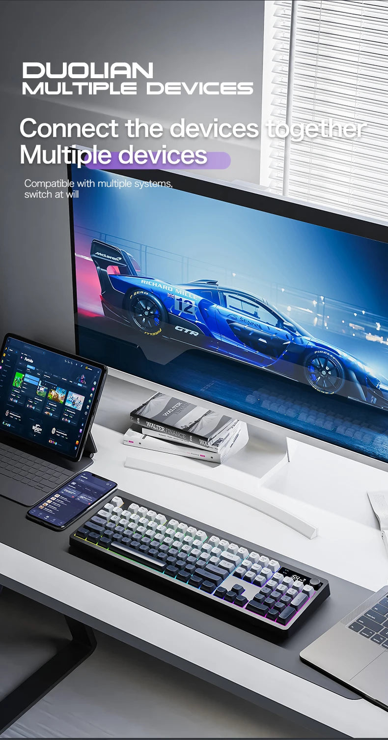 Xunfox TK100 Bluetooth wireless dual-mode keyboard desktop laptop office E-Sports gaming RGB light effect charging robot feel