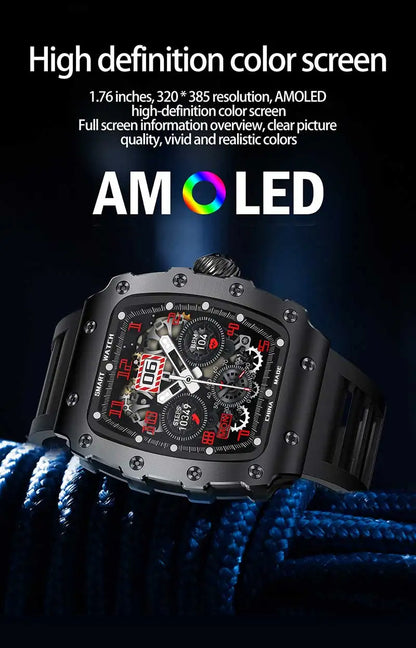New Trend Smart Watch 1.76 inch AMOLED 3D Dynamic Dial IP67 Waterproof Bluetooth Call NFC Voice Assistant Men Sports Smartwatch