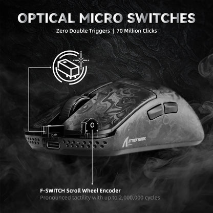 ATTACK SHARK R11 ULTRA Carbon Fiber Wireless Gaming Mouse, 8000Hz, PAW3950MAX, 42000DPI, 49g Lightweight, 20000FPS, Nordic 52840