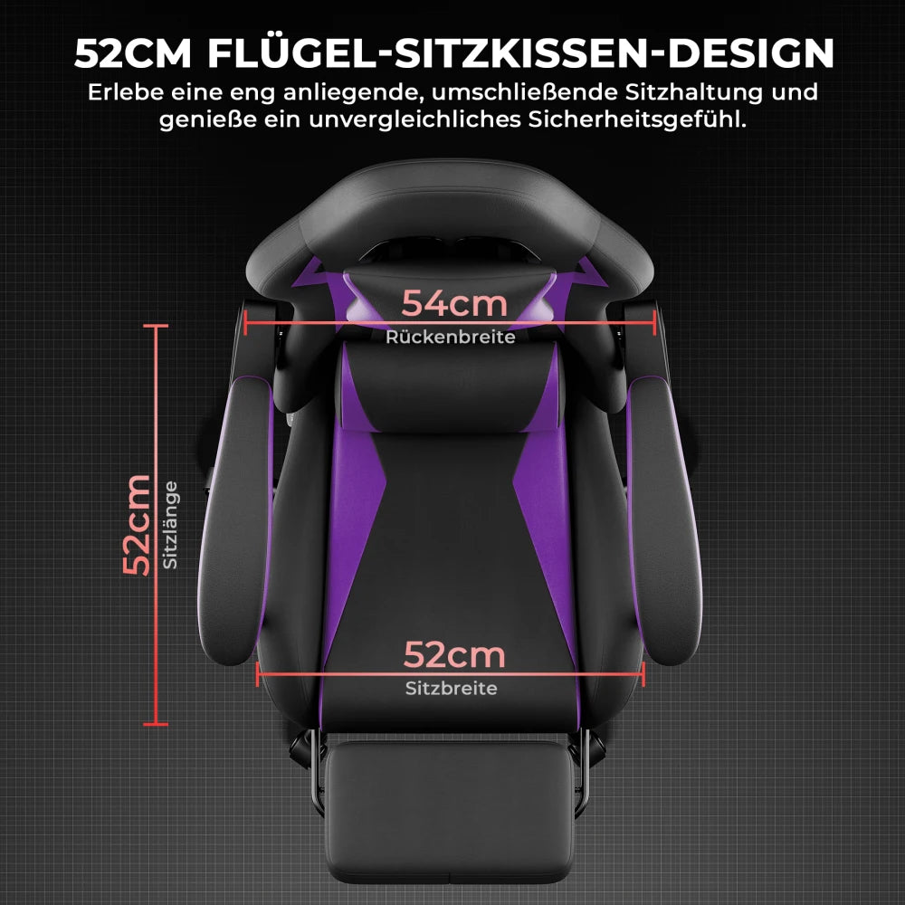 Ergonomic Gaming Chair with Lumbar Support Pillow & Headrest, Adjustable Gamer Chair with Footrest, Reclining PC Gaming Chair for Adults