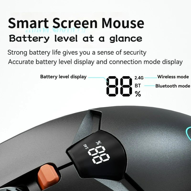 2.4G Bluetooth draadloze muis met schermweergave, 600mAh batterij met grote capaciteit en licht klinkende knoppen voor gaming en kantoor