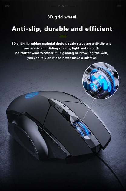 Кабелна мишка Inphic W1 Esports Gaming Mouse, безшумна офис мишка, опция с три или шест бутона