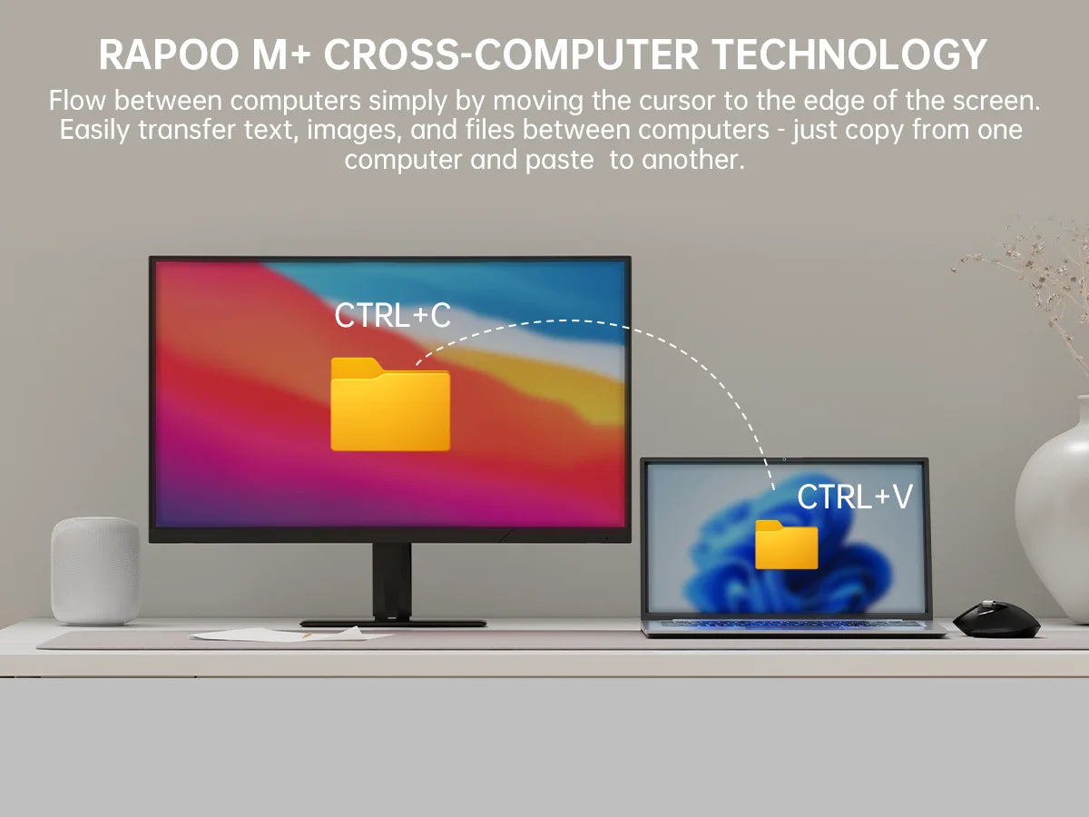 Rapoo MT760L/MT760M daugiarėžimė įkraunama belaidė pelė, ergonomiška, 4000 DPI, palaiko iki 4 įrenginių, Bluetooth pelė