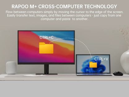 Rapoo MT760L/MT760M daugiarėžimė įkraunama belaidė pelė, ergonomiška, 4000 DPI, palaiko iki 4 įrenginių, Bluetooth pelė