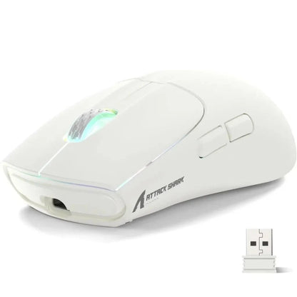 ATTACK SHARK X5 bezdrátová myš, lehká, tri-mode připojení 2.4GHz / kabel / Bluetooth, RGB makro herní myš