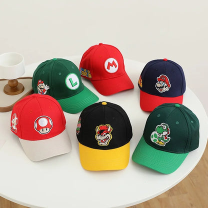 Yoshi Bowser Luigi Super Mushroomi Duckbill Cap Baseball Cap Cartoon Patterned Mesh Cap Summer-appropriate hats for kids Trendy