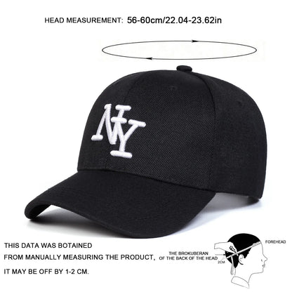 Cappellino da baseball da uomo con ricamo «NY», regolabile, casual, da esterno, adatto per gite primaverili e autunnali, viaggi, spiaggia e feste