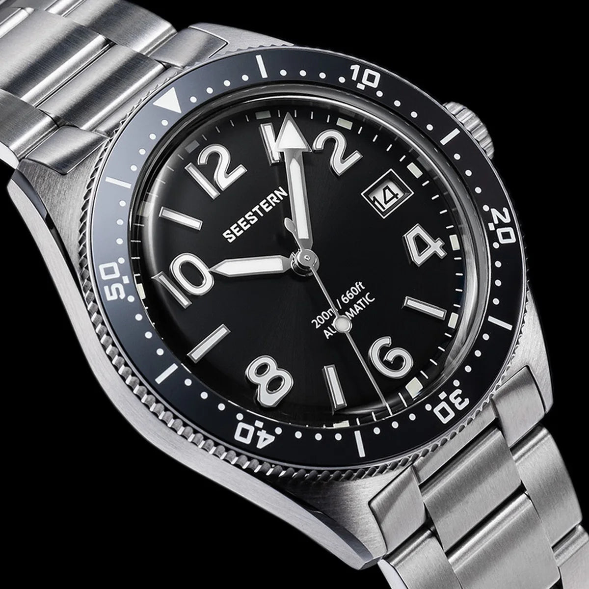 SEESTERN Diver Men's Watch Automatic Mechanical Wristwatches NH35 Movement Ceramic Bezel 20Bar Waterproof Sapphire Luminous S434-2
