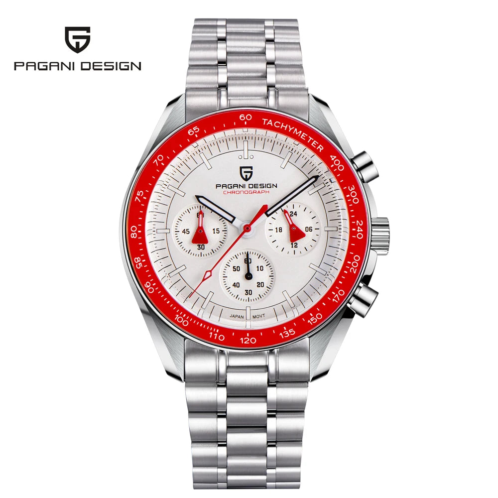 PAGANI DESIGN 2026 New Moon Watch Retro Luxury Quartz Watches For Men Stainless steel Luminous waterproof Sport Chronograph Man