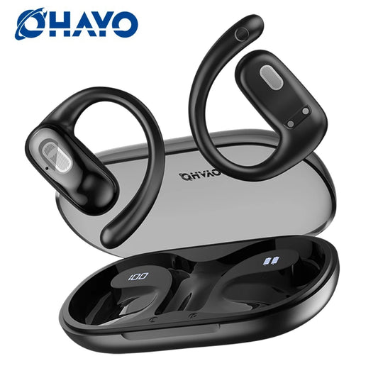 Écouteurs sans fil OHAYO Open Ear Bluetooth 5.4 pour le sport, autonomie de 40 heures, écouteurs intra-auriculaires avec microphone, résistance à la transpiration IPX6