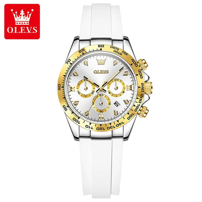 OLEVS 5618 Woman Watch Silicone Strap Luxury Brand Original Quartz Watch for Women Auto Date Waterproof Chronograph Ladies Clock