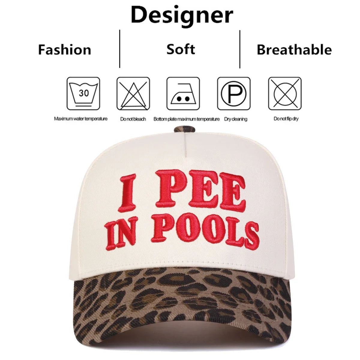 Unisex I PEE IN POOLS Letter Embroidery Baseball Caps Spring and Autumn Outdoor Adjustable Casual Hats Sunscreen Hat Sports Cap