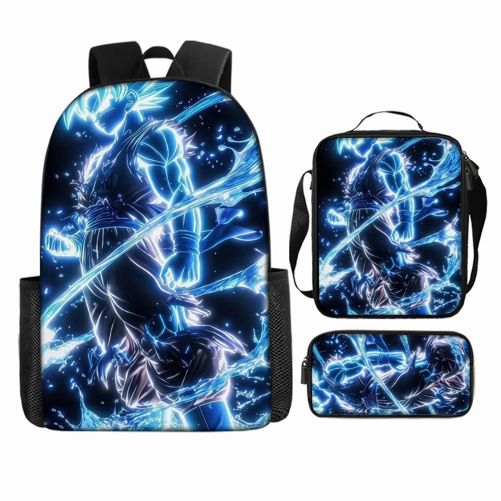 Dragon Ball 3Pcs/Set Backpacks Goku Vegeta Cartoon Print Lunch Bag Pencil Bags Student Casual School Bags Return To School Gift