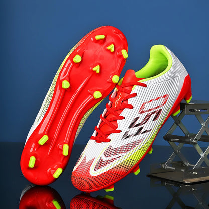Chaussures de football unisexes AG FG, conception à crampons mixtes anti-casse, cuir synthétique souple, idéales pour les matchs de football amateur le week-end