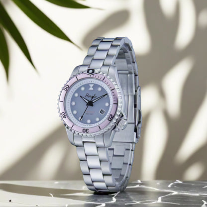 Horolo Women' Watches Japan Solar Movement 30mm Luminous Water Resistant Sapphire stainless steel Luxury Watch Gift For Wife