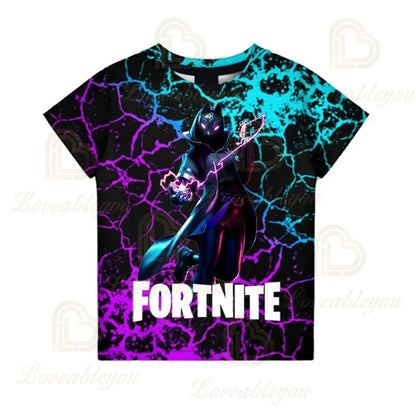Detské letné tričko Fortnite Victory Royale Ninja Fashion 3D s krátkym rukávom, detské oblečenie s kreslenou potlačou
