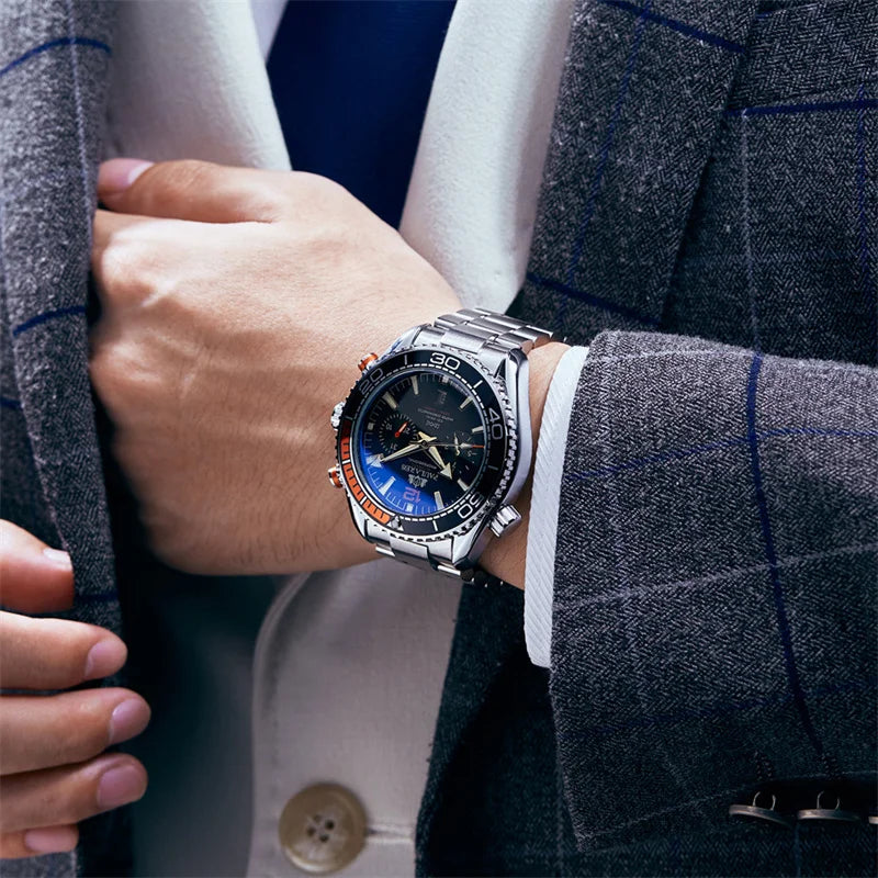 PAULAREIS P Brand Luxury Automatic Watch Men Fashion Calendar Waterproof Luminous Watch Stainless Steel Mechanical Watches Mens