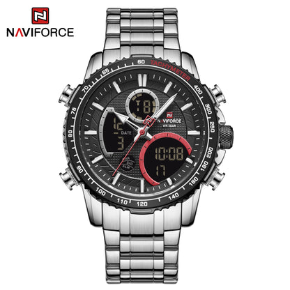 Montre de sport pour homme NAVIFORCE – Montre-bracelet originale de luxe en acier inoxydable, modèle militaire étanche à double affichage