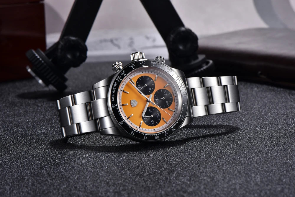 Relógios masculinos Rolls Timi Panda – Cronógrafo de quartzo, modelo de luxo, vidro de safira com tratamento antirreflexo, estanque, estilo desportivo