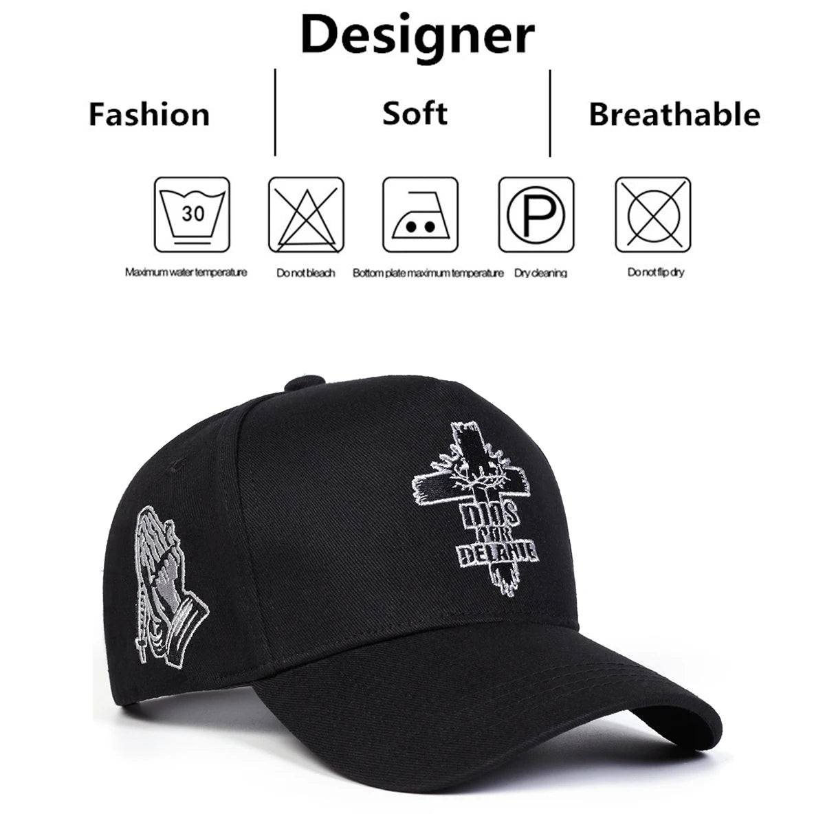 Unisex DIOS POR DELANTE Cross Embroidery Baseball Caps Spring Autumn Outdoor Adjustable Casual Hats Sunscreen Hat Sports Cap