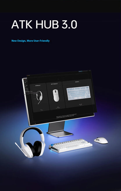 Mouse gaming ATK F1 V2 Ultra MAX wireless tri-mode PAW3950, dublu 8k, ușor, ergonomic, mouse esports, accesoriu PC personalizat