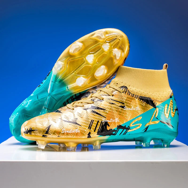Chaussures de football professionnelles pour hommes/femmes, crampons antidérapants FG, bottes de football respirantes, chaussures d'entraînement à tige haute
