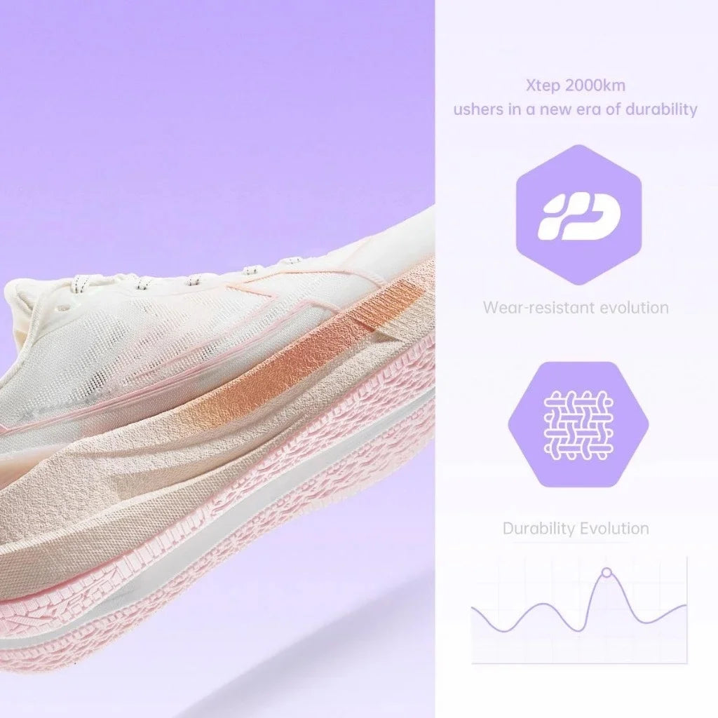 Xtep 2000km 5.0 Jogging Running Shoes For Women Cushion Fashion Color Durable Resistant Elasticity Sole Sneakers 874118110024