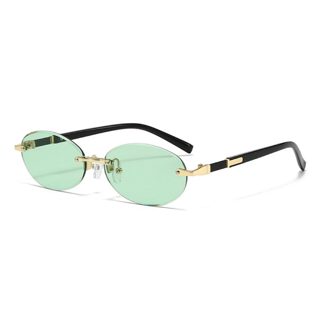 New Rimless Sunglasses Oval Fashion Popular Women Men Shades Small Ellipse Sun Glasses for Female Male Party Traveling Glasses