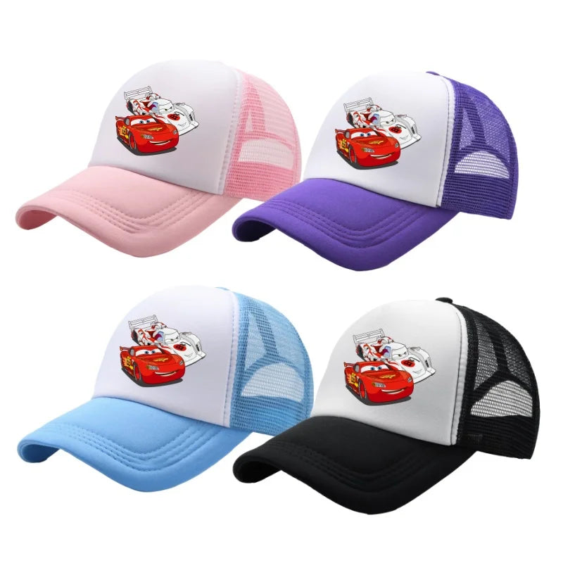 Anime Cars Lightning McQueen Cartoon Figure Print Fashion Baseball Cap Girls Boys Summer Casual Adjustable Sun Hat Birthday Gift