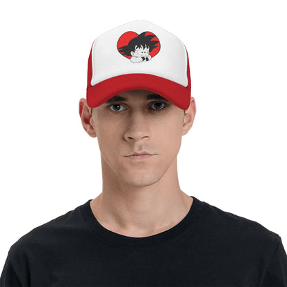 Dragon Ball DBZ Goku Mesh Baseball Cap Adult Vintage Trucker Cap Red Heart Hats Adjustable Polyester Dad Hat Spring Trucker Caps