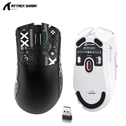 Mouse de gaming wireless Attack Shark R1 Lightweight Bluetooth 2.4G, PAW3311, 18000DPI, ergonomic, cu macrocomenzi