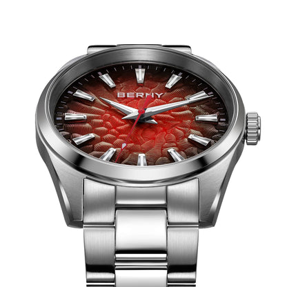BERNY Men's Watch 10ATM Sapphire Luminous Fashion Quart Watches Full Stainless Steel Classic Dress Business Wristwatch
