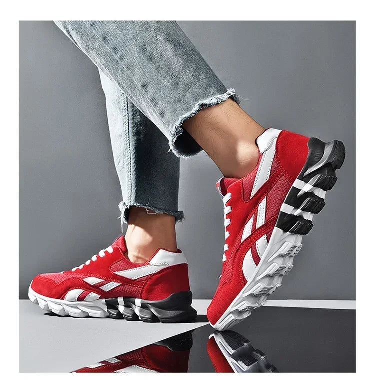 Brand Trend størrelse 46 47 48 slidstærke fitness-sneakers til mænd med støddæmpning, tyk sål og åndbare udendørs løbesko til mænd