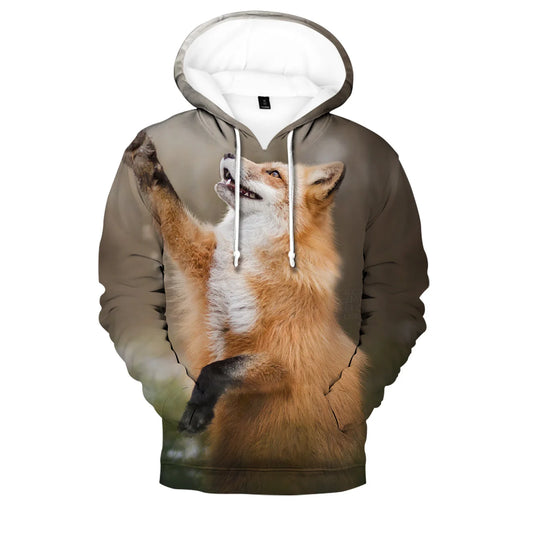 Sweatshirts e hoodies casuais pullover para homem/mulher e adulto/criança, confortáveis, estilo hip hop popular e original, com estampado 3D de raposa