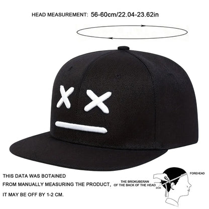 Unisex XX Smiling Face Embroidery Hip-hop Hats Spring Autumn Adjustable Casual Snapback Baseball Caps Sunscreen Hat Sports Cap