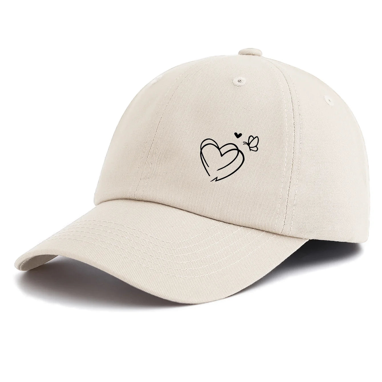 1pc Heart Butterfly Print  Baseball Cap for Adults,  Minimalist Retro Style Casual Soft Adjustable Dad Hat, Perfect As Gift