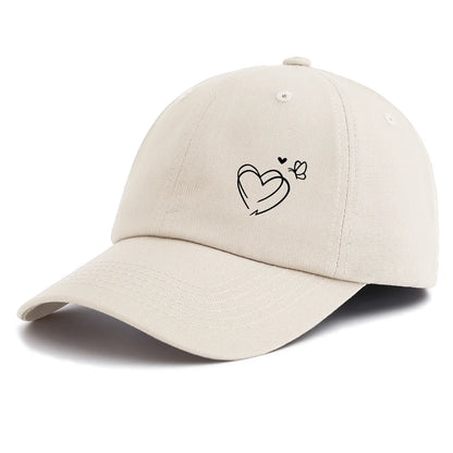 1pc Heart Butterfly Print  Baseball Cap for Adults,  Minimalist Retro Style Casual Soft Adjustable Dad Hat, Perfect As Gift