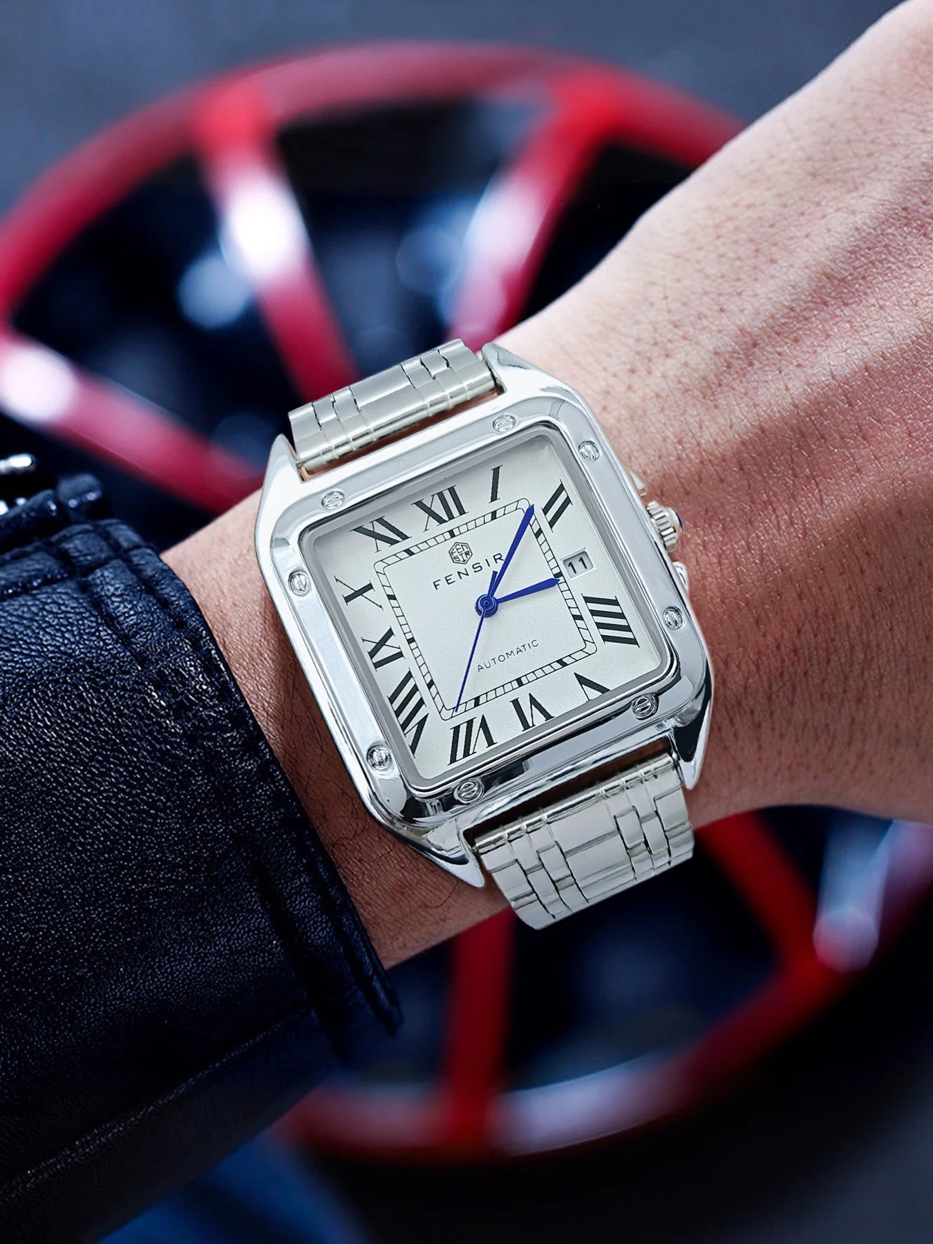 Luxury Square Watch for Men, Calendar Display, Stainless Steel Strap, High-End Luxury Small Square Men's Watch, Stylish Business Casual Versatile Trendy Men's Wristwatch, the Best Gift for Him